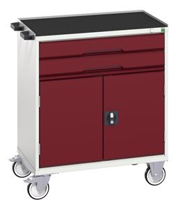 16927011.** verso mobile cabinet with 2 drawers, door and top tray. WxDxH: 800x550x965mm. RAL 7035/5010 or selected